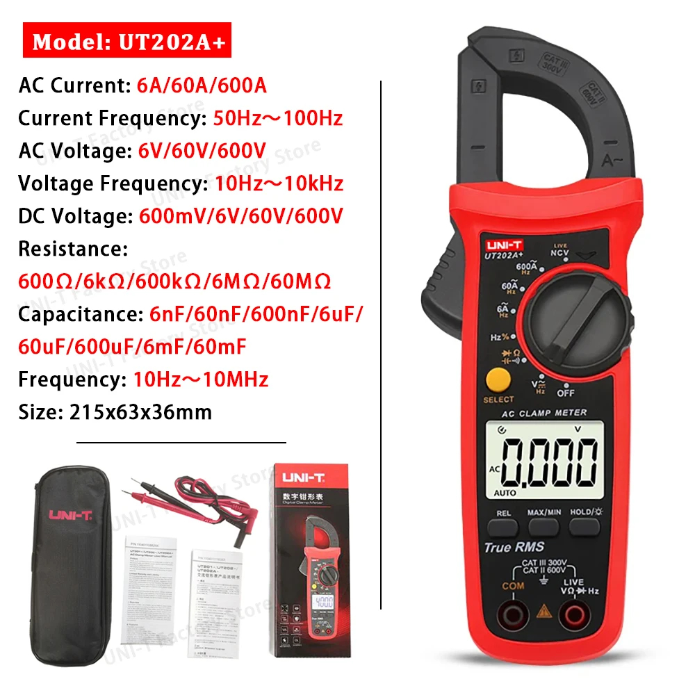 UNI-T แคลมป์มิเตอร์ UT202A+ UT204+ UT210D UT210E UT207B UT208B ...