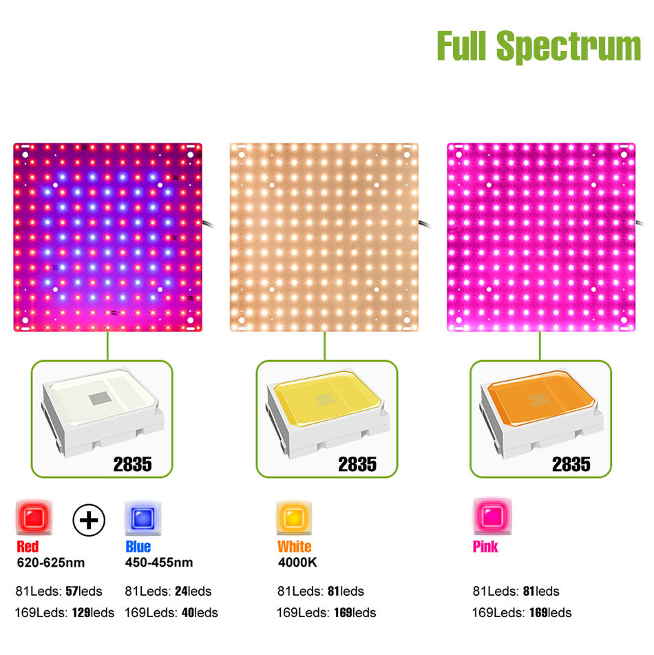 100W Full Spectrum LED Quantum Board Grow Light พร้อมตะขอ 110 V/220 V ...