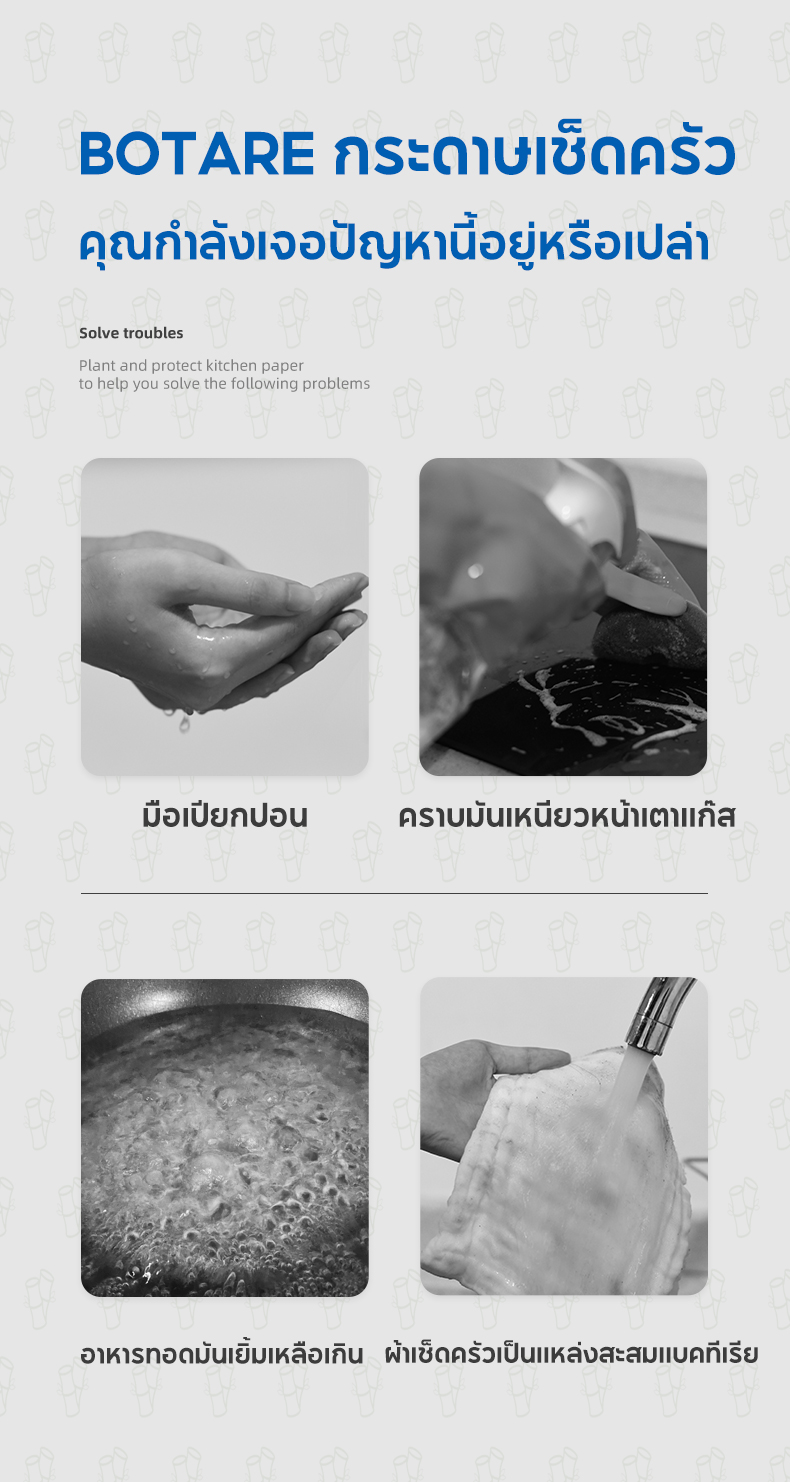 【12 แพ็ค】Botare Kitchen Tissue กระดาษทิชชู่ดูดซับน้ํามันและป้องกัน ...