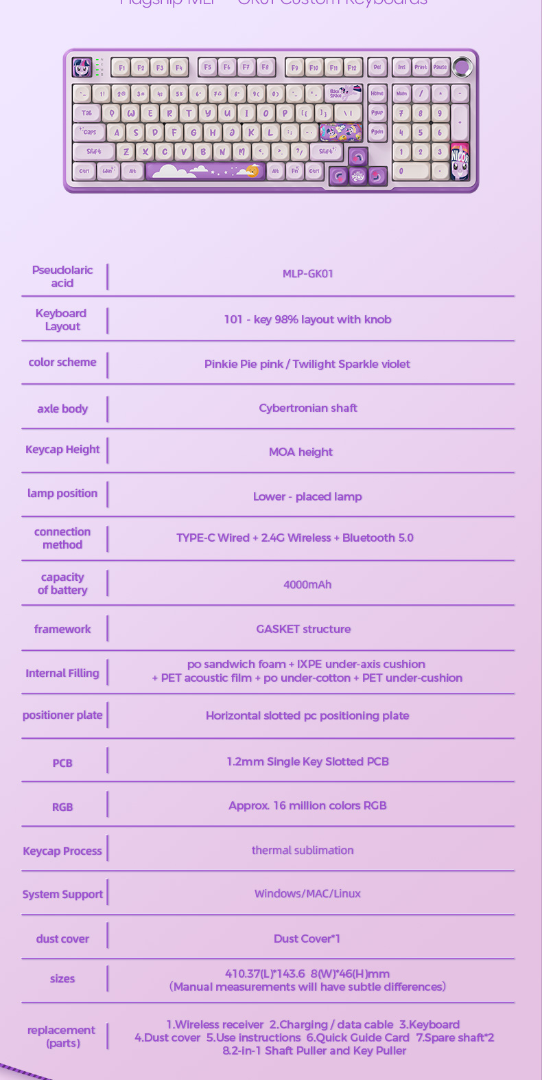 My Little Pony GK01 Mechanical Keyboard คีย์บอร์ดเกมมิ่งมีไฟแบ็คไลท์ ...
