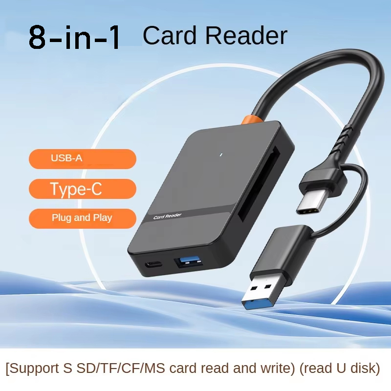 8-in-1 Card Reader USB3.0/USB-C สําหรับ SD Micro SD/TF/CF/MS Compact ...