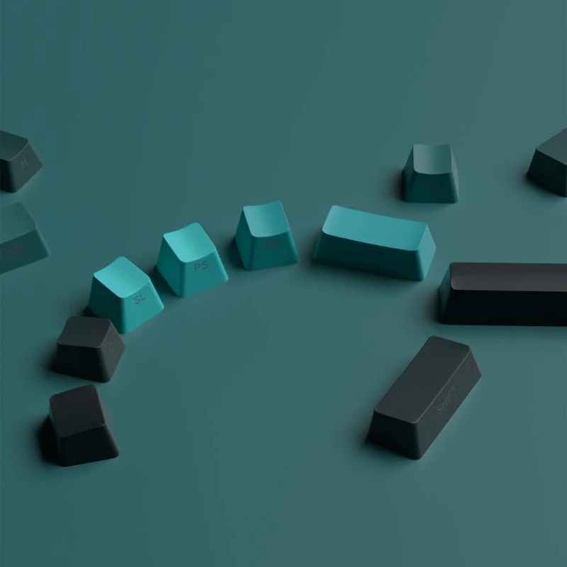 135 คีย์ด้านข้างพิมพ์ RGB Backlit Keycap ชุด Gradient Cyan Cherry ...