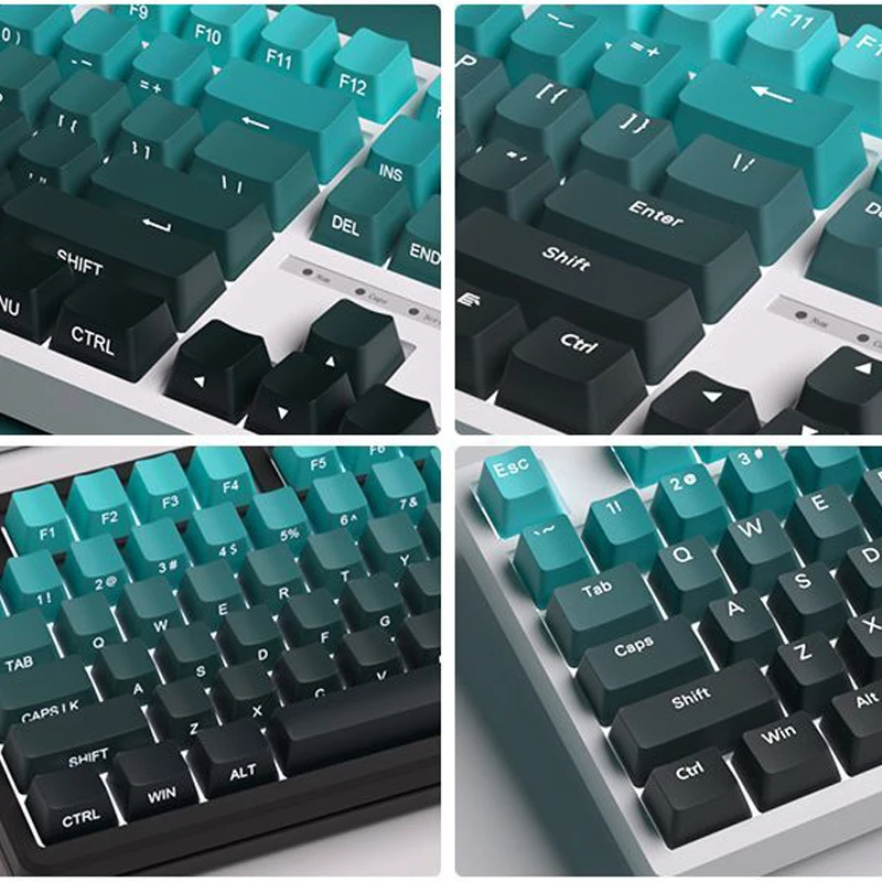 135 คีย์ด้านข้างพิมพ์ RGB Backlit Keycap ชุด Gradient Cyan Cherry ...