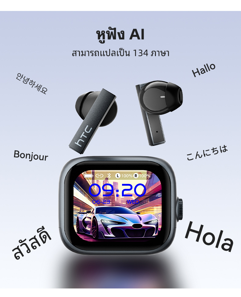 HTC NE40 AI ชุดหูฟังแปล พร้อมหน้าจอ LCD ควบคุม อินเอียร์ แบบเกี่ยวหู ...