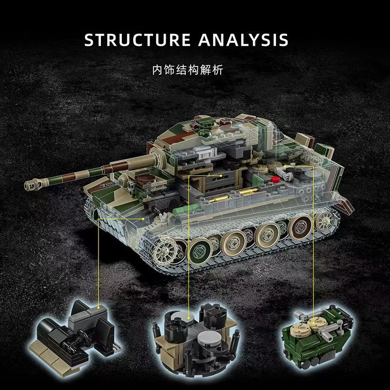 Tiger รถถังในตำนาน 007 โมเดลประกอบแล้ว 1603ชิ้น 12GO Tank ของเล่นจิ๊กซอ ...