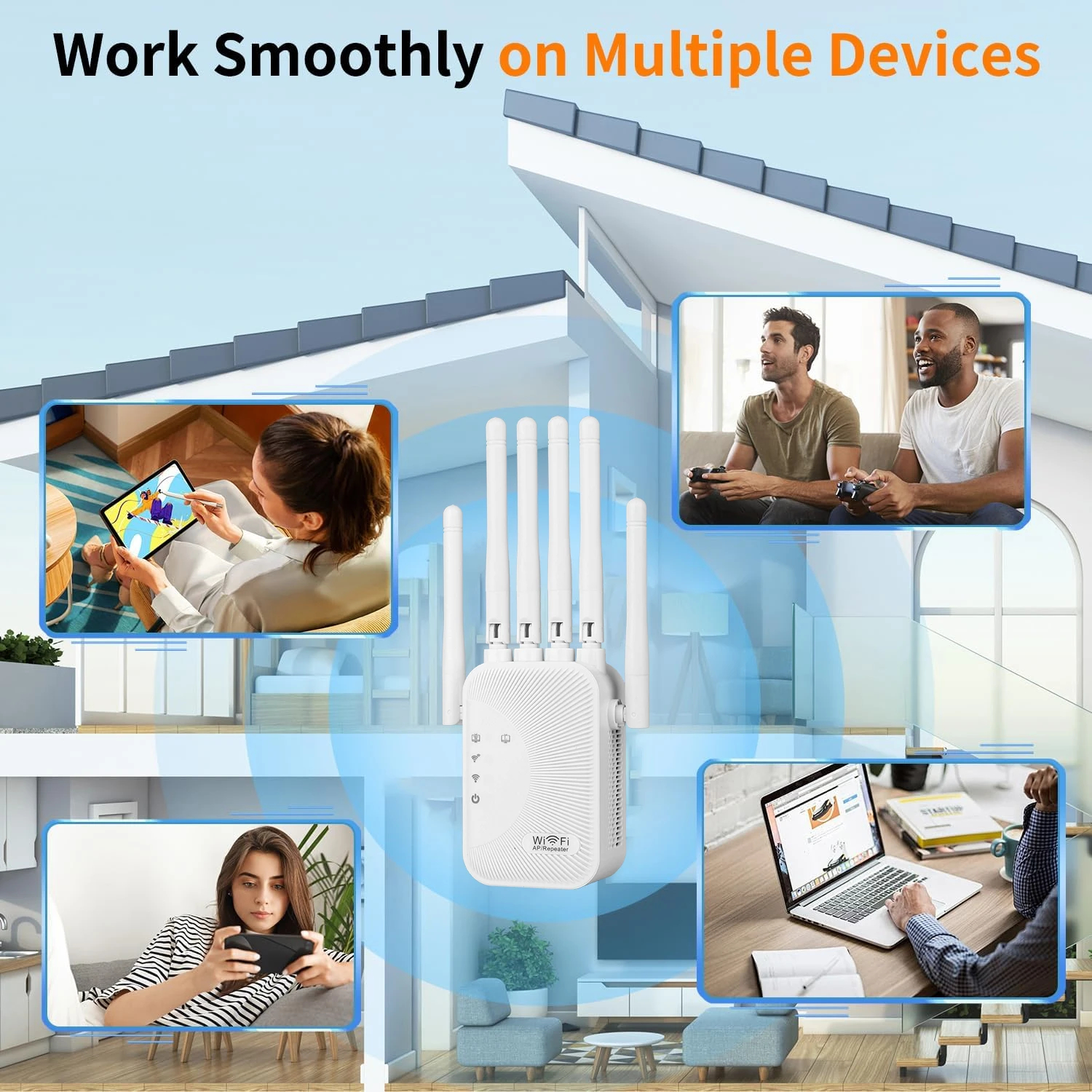 300/1200Mbps Wifi Amplifier Dual band 2.4G 5G Repeater เครือข่าย ...