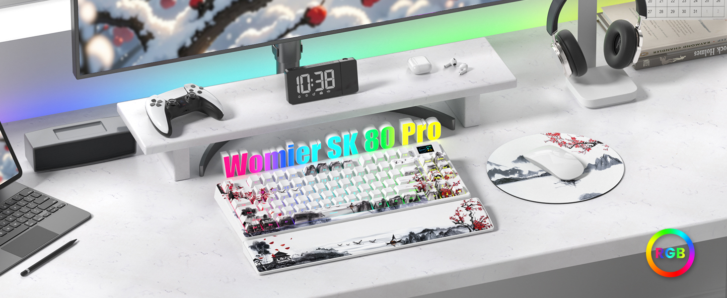 Womier SK80 PRO 75% คีย์บอร์ดเกมไร้สายพร้อมจอแสดงผลมัลติมีเดีย 3 โหมด ...