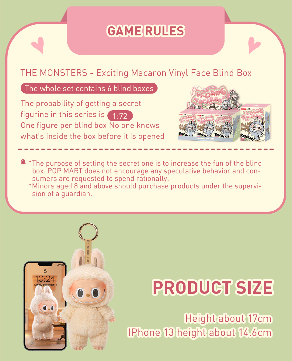 POP MART THE MONSTERS - Exciting Macarons Vinyl Face Blind