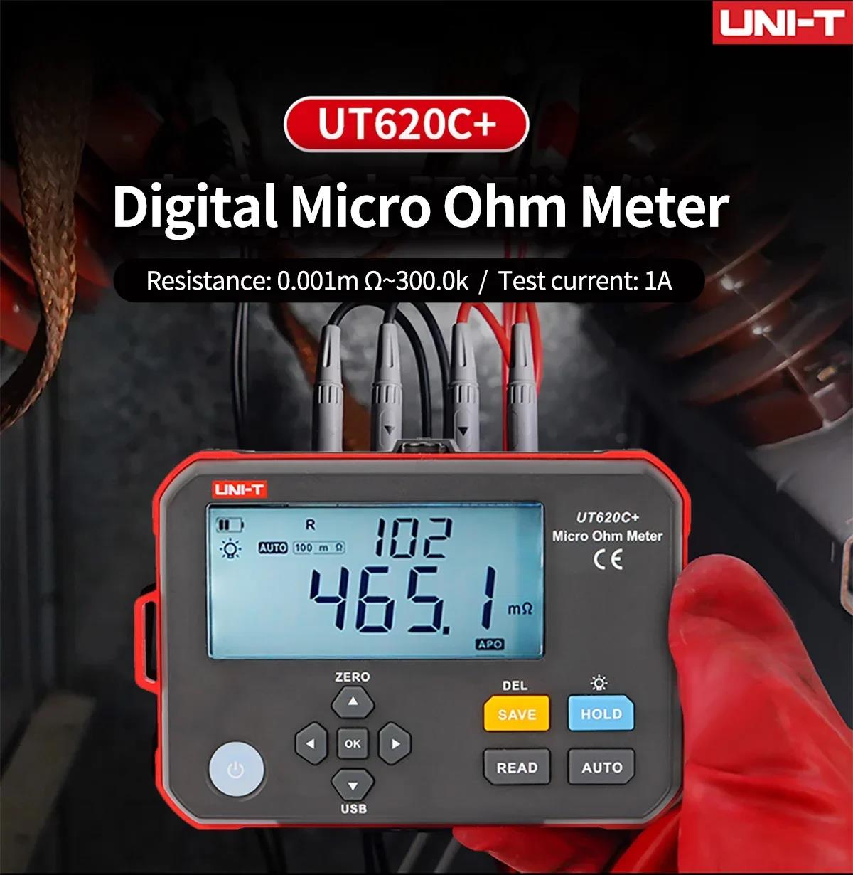 UNI-T UT620C Plus Micro Ohmmeter DC Low Resistance Tester 0.001mΩ ~ 300 ...