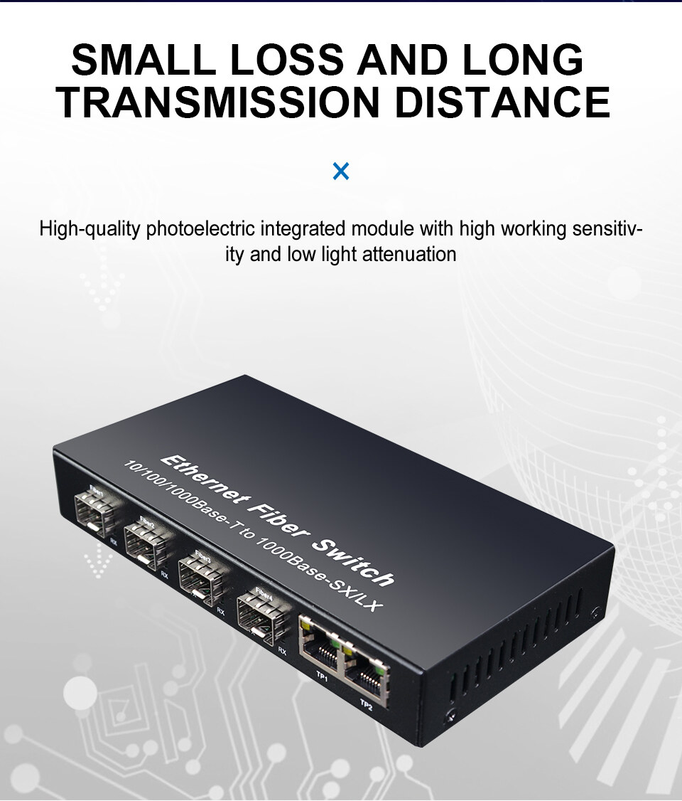 JT-COM Gigabit SFP Fiber Switch 1000Mbps Optical Media Converter 4 ...