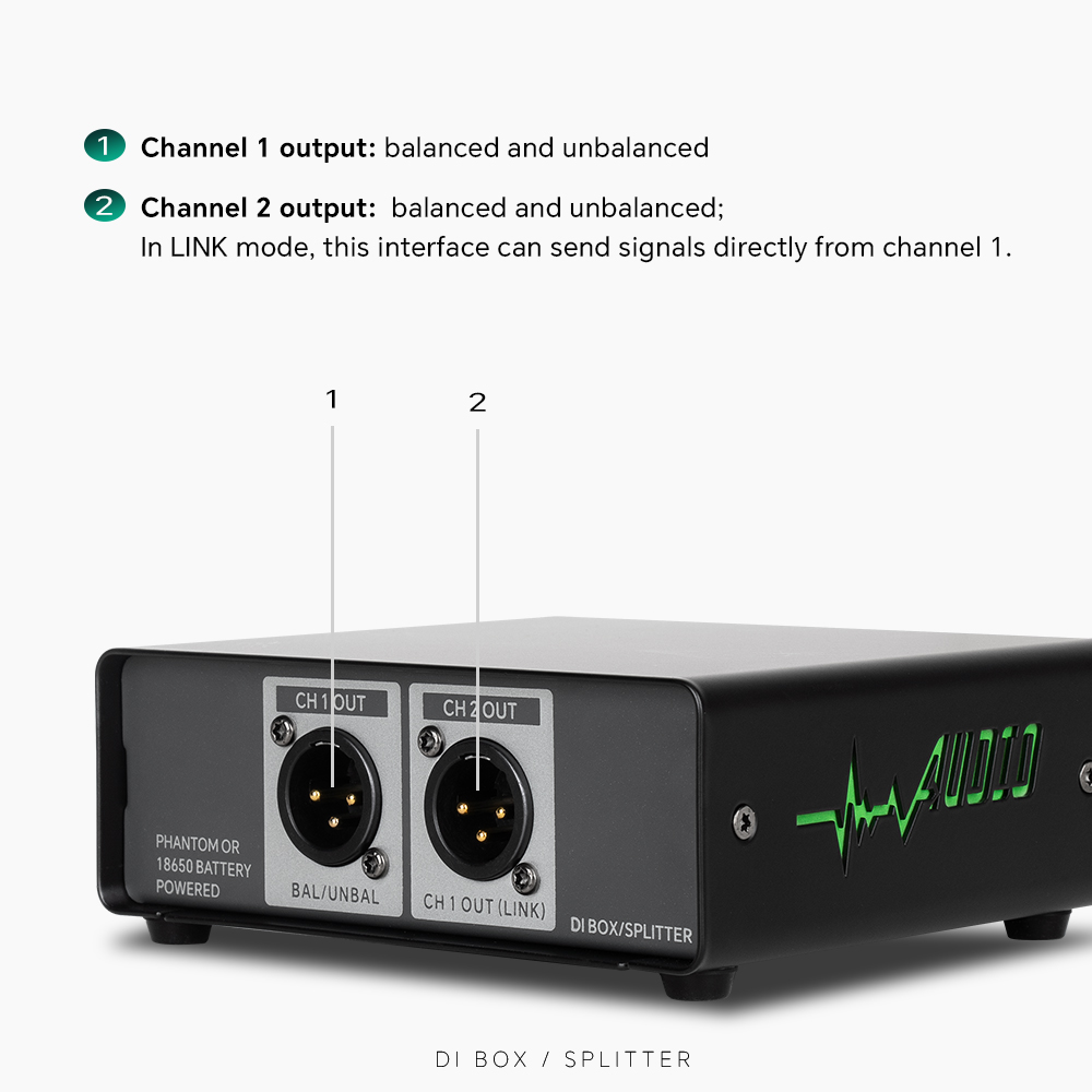 Active DI Box 2-Channel, Low Noise DI Box/SPLITTER สําหรับ Stage Guitar ...