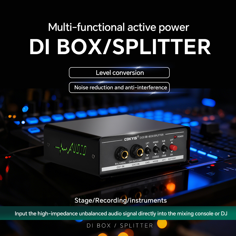 Active DI Box 2-Channel, Low Noise DI Box/SPLITTER สําหรับ Stage Guitar ...