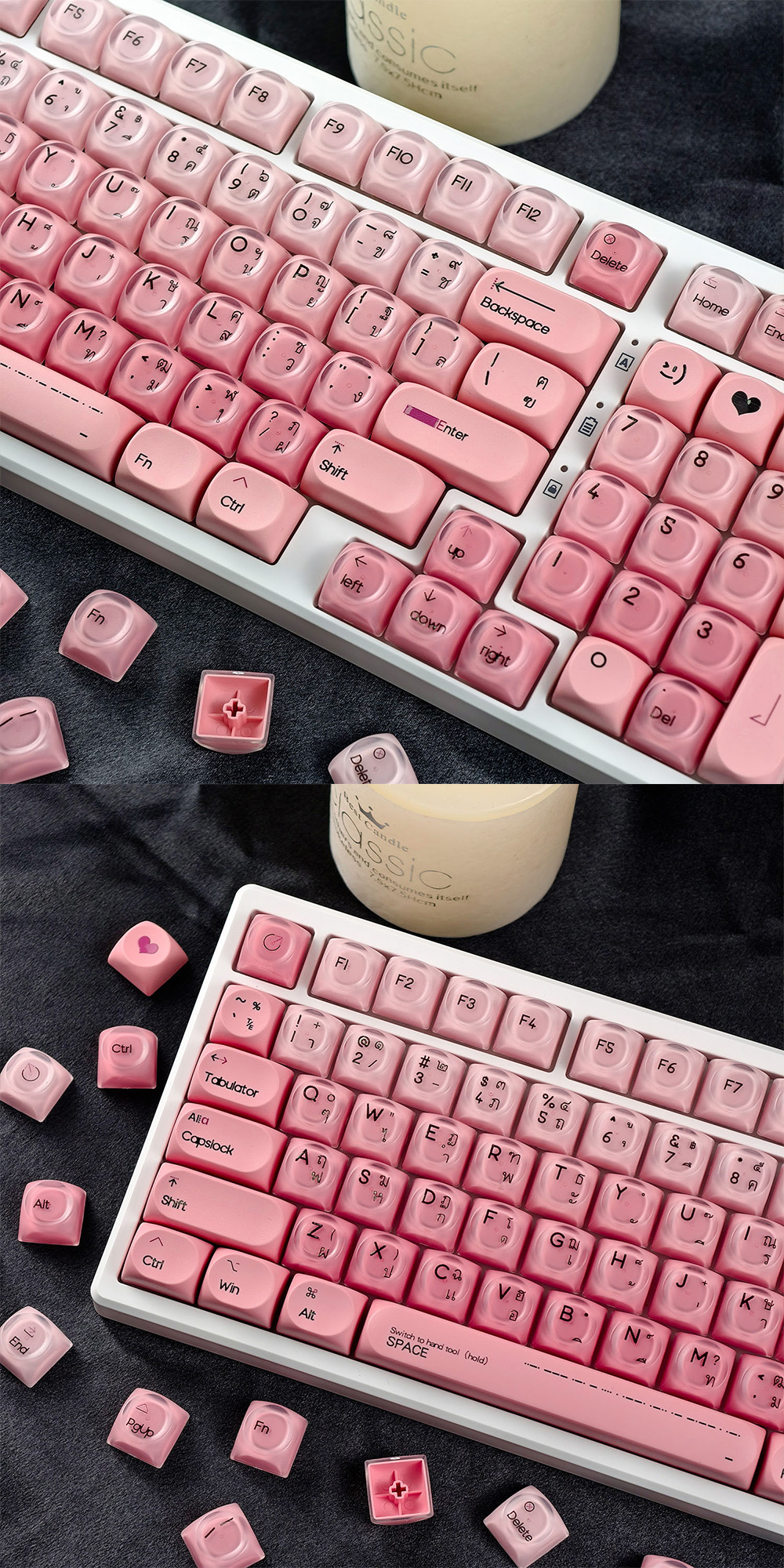 In StockThai/English Liquid Foundation Keycap HOA โปรไฟล์ 132 คีย์ PBT ...