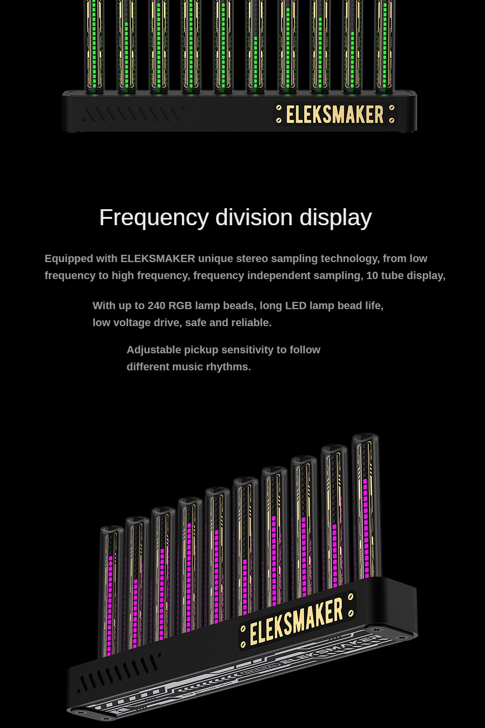 EleksMaker 10 หลอด ไฟ RGB ตั้งโต๊ะ เกมมิ่ง รับเสียง เพลง แสงตามจังหวะ ...