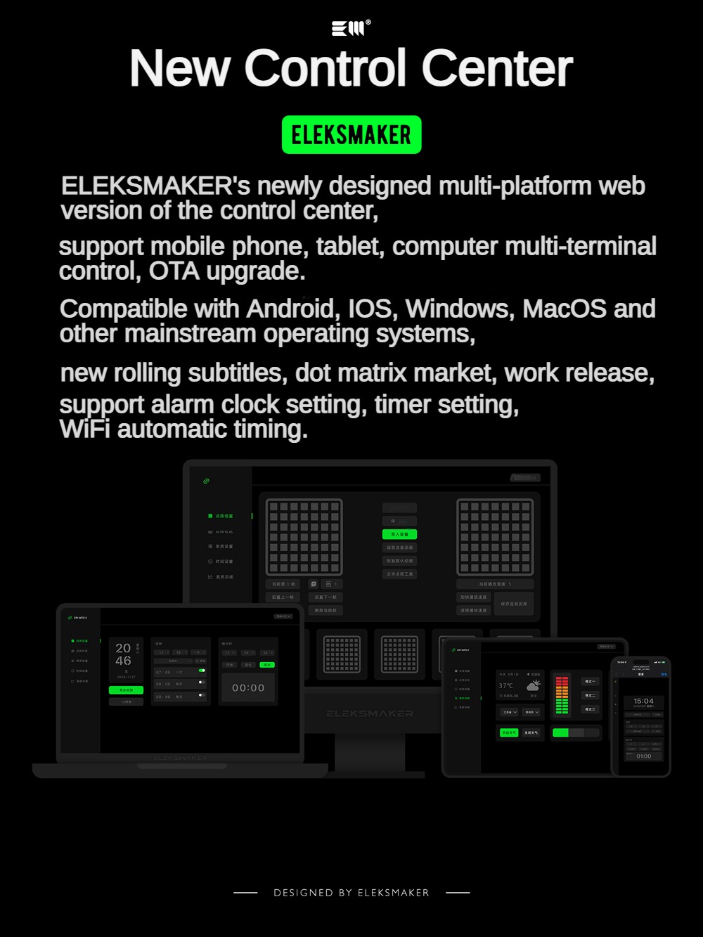 EleksMaker นาฬิกา LED แบบ Matrix ระบบตรวจสอบเสียง นาฬิกา Retro สำหรับ ...