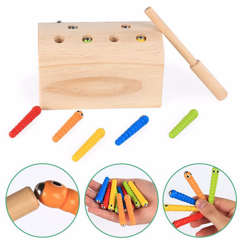 Treeyear Montessori Wooden Magnetic Insect Catching Game for Early ...