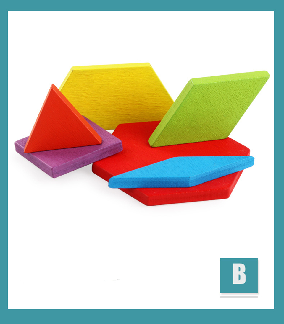 Treeyear 155 Pcs Wooden Pattern Blocks Set Geometric Shape Puzzle ...