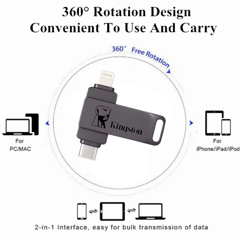 Kingston U Disk Type-C Interface Adapter แฟลชไดรฟ์ Mini Dual Hard Disk ...
