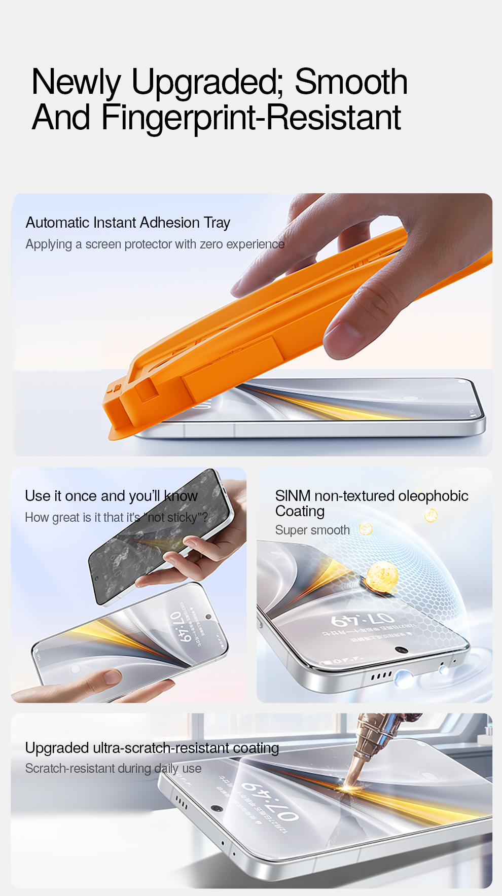 SmartDevil ห้องปราศจากฝุ่น Quick ติดตั้ง HD Anti-Fingerprint กระจก ...