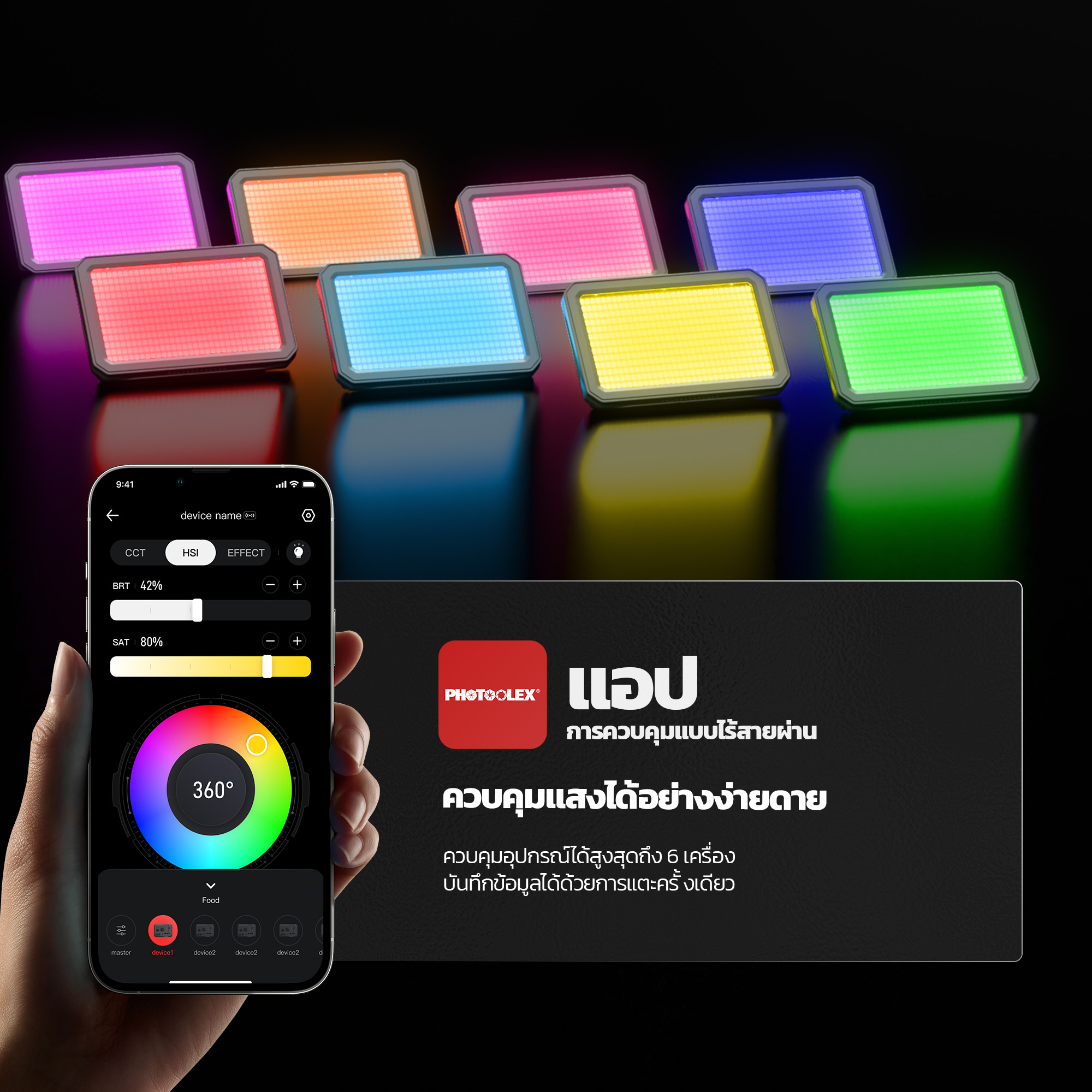 PHOTOOLEX Matrix-07 RGB 36W ไฟถ่ายภาพสีเต็มรูปแบบกลางแจ้งแบบชาร์จไฟได้ ...