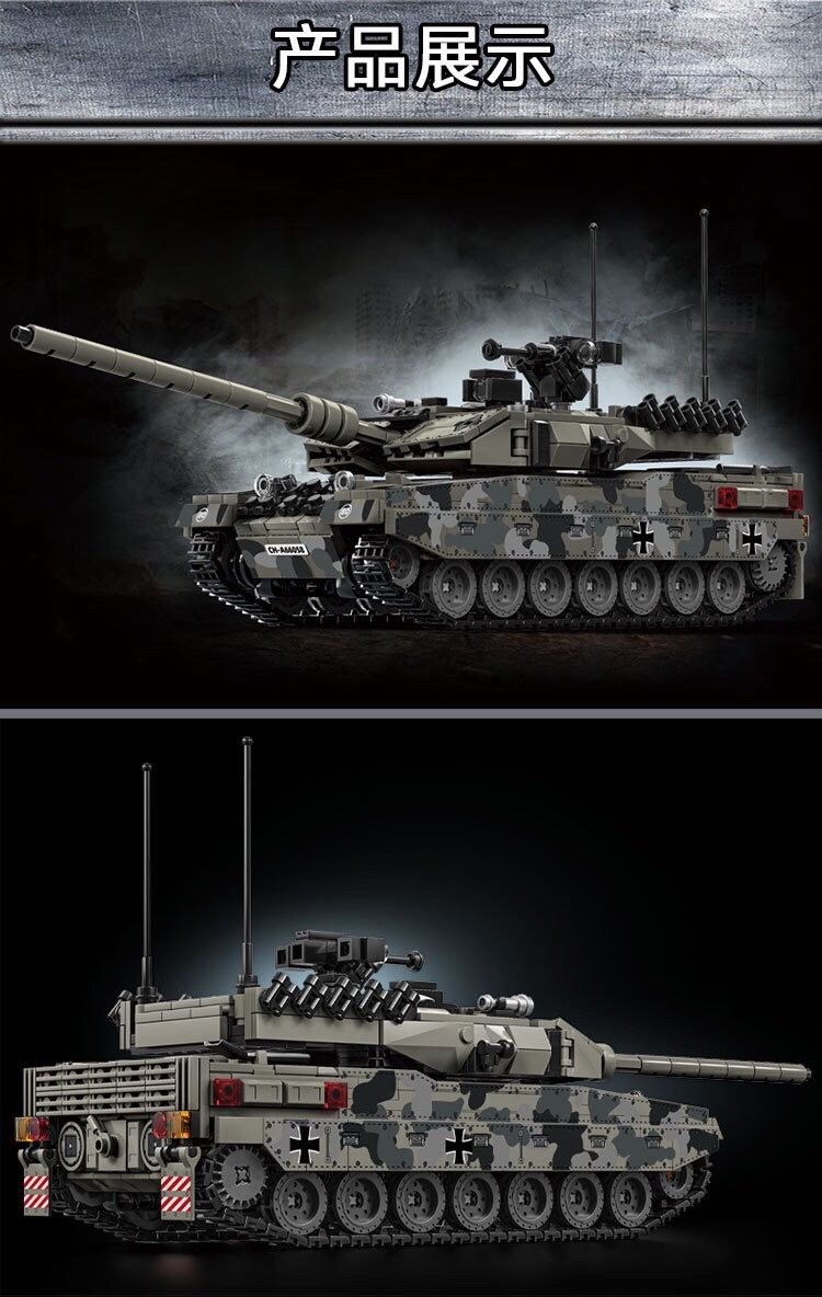 Leyi Building Blocks Leopard 2A7 Heavy Tank Model Military Main Battle ...