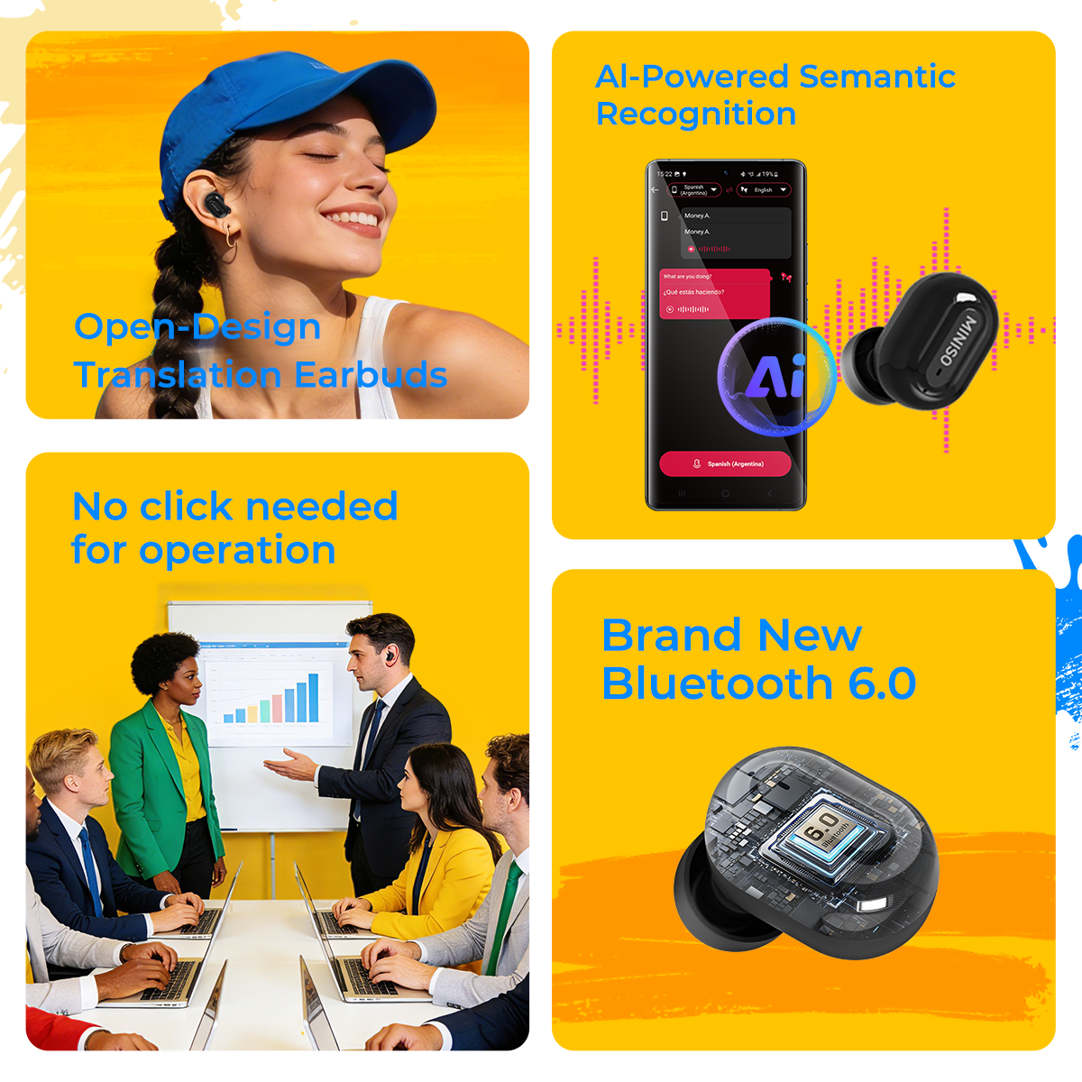 MINISO MS118 Cool Face-changing หูฟังไร้สาย HIFI Music Gaming หูฟัง ...