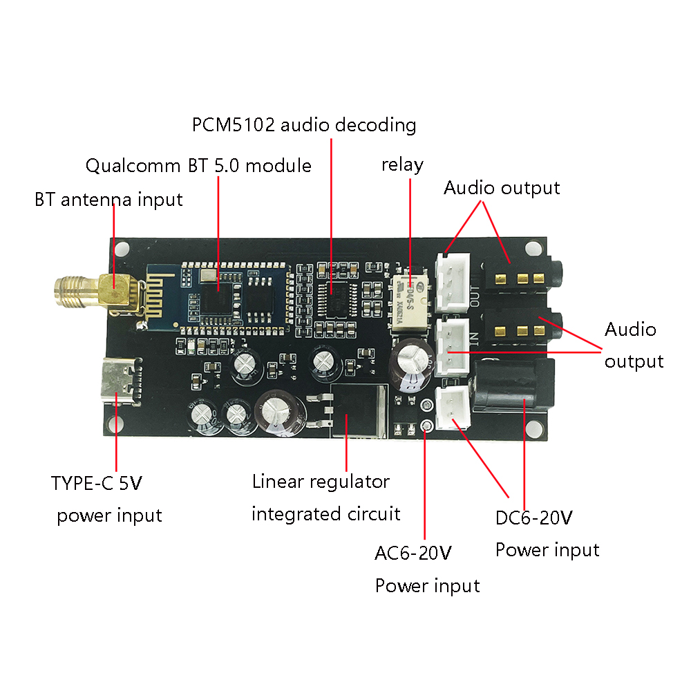 Qualcomm QCC3034 บลูทูธ 5.1 Lossless ถอดรหัสบอร์ดรองรับ APTX-HD ...