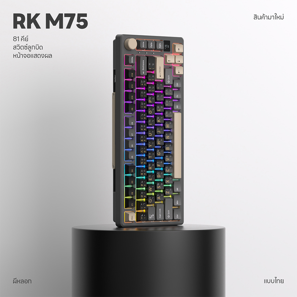 Rk Royal Kludge RKM75 คีย์บอร์ดไร้สาย บลูทูธ 2.4G 75 คีย์ 3 โหมด สีดํา ...