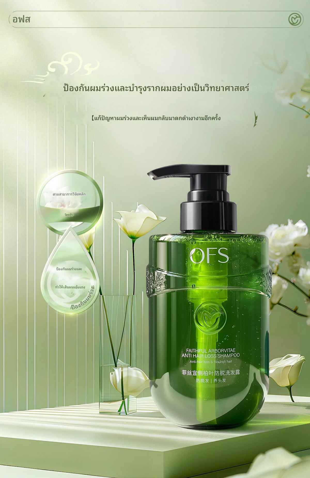 OFSC แชมพูควบคุมความมันและปุยผม ลดรังแคและผมร่วง | Shopee Thailand