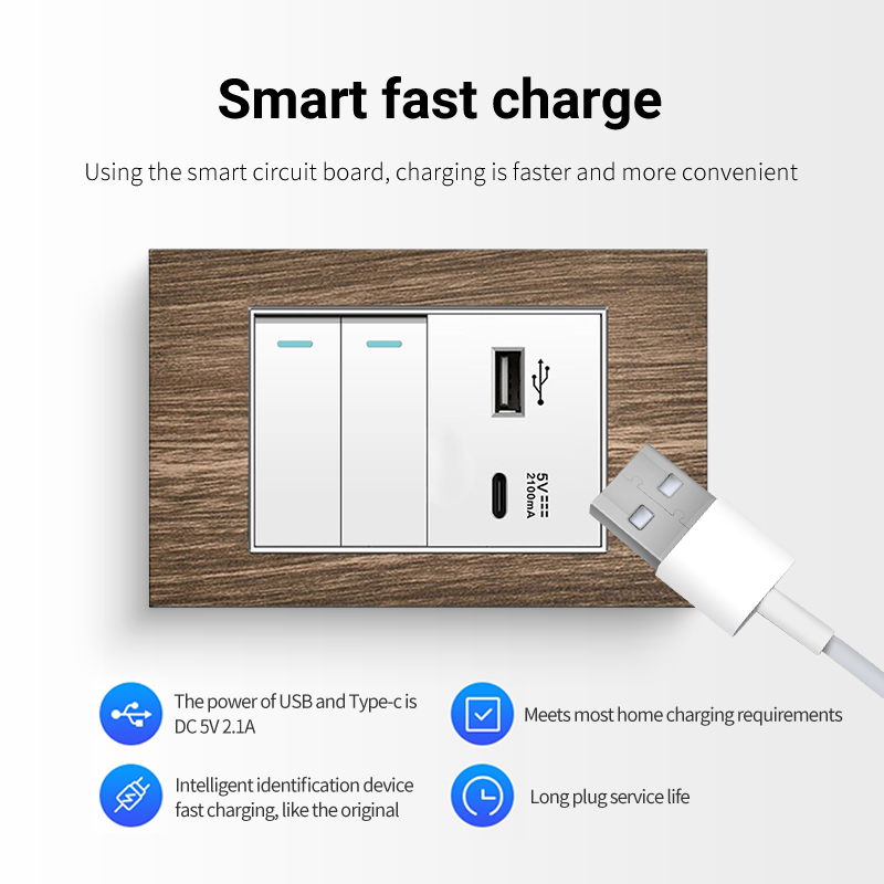 PSSRISE Wall Switch Socket Set Wood Grain Series แผงสวิตช์สแตนเลส 118 ...