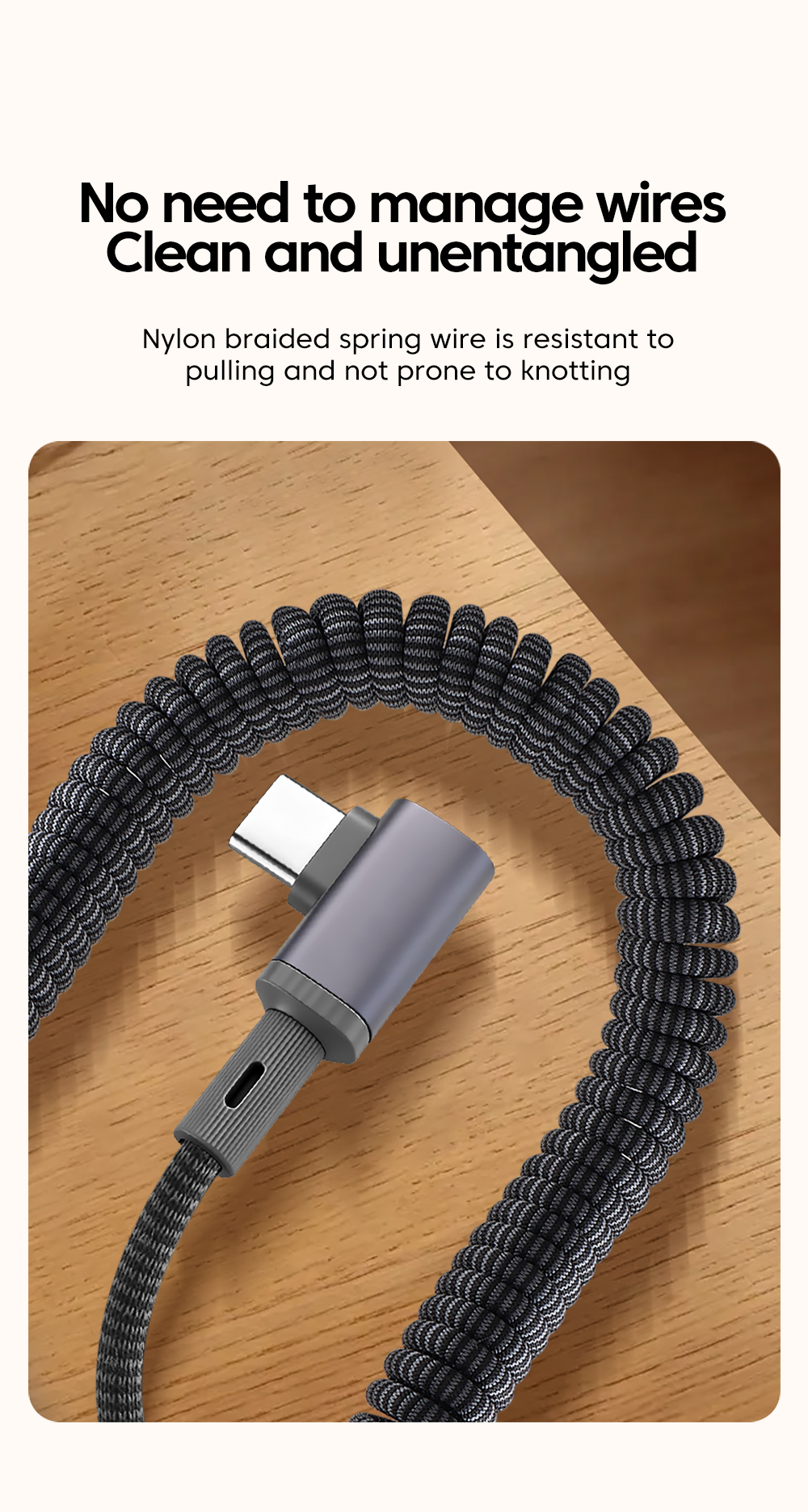 Twitch สปริงแบบพับเก็บได้ USB/ Type C Bend Spring Data Cable 100W ชาร์จ ...