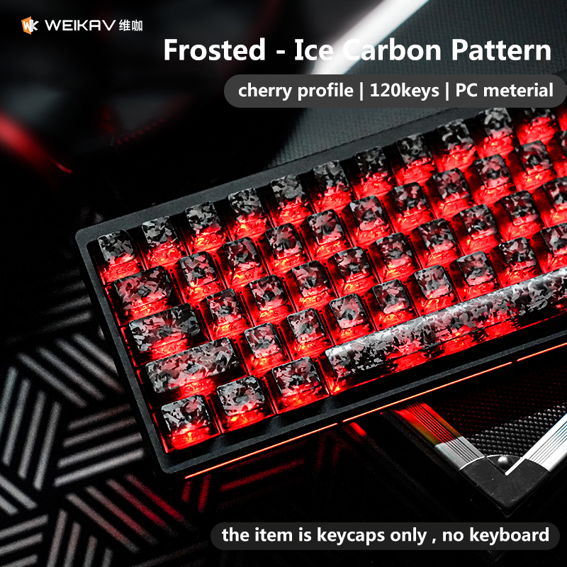 WEIKAV Ice Carbon Pattern PC Frosted Translucent Keycaps ที่กําหนดเอง ...