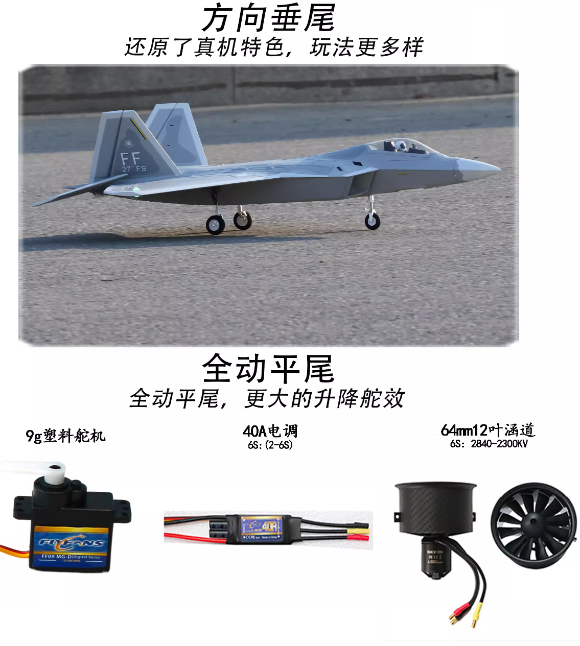 FLYFANS 64 มม.EDF F-22 F22 Raptor เครื่องบินโมเดลเครื่องบินรบ | Shopee ...