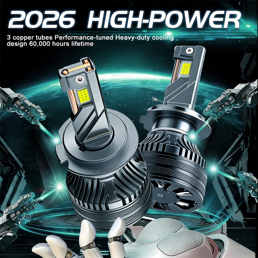 BULLVISION 2026 2PCS ไฟหน้ารถ LED หลอดไฟ H4 H7 H11 HB3 9005 H1 9006 ...