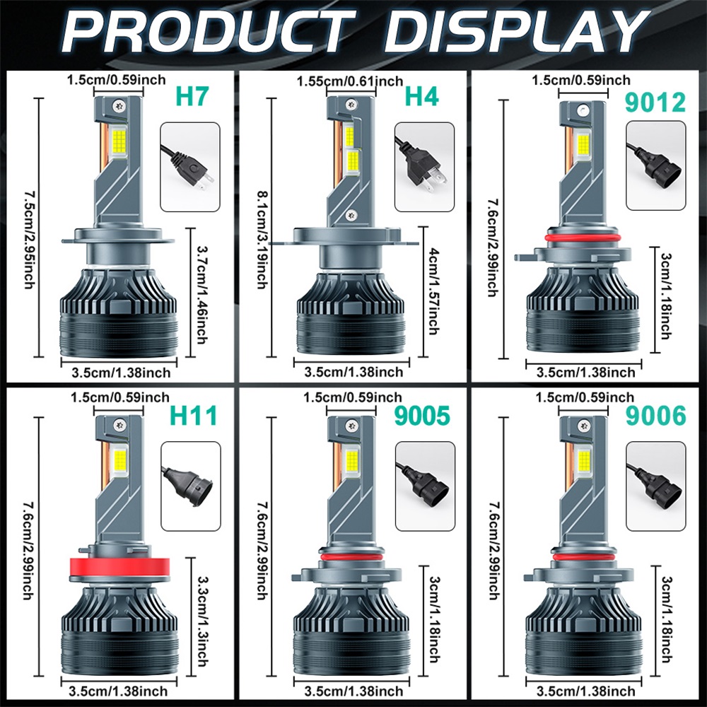 BULLVISION 2026 2PCS ไฟหน้ารถ LED หลอดไฟ H4 H7 H11 HB3 9005 H1 9006 ...