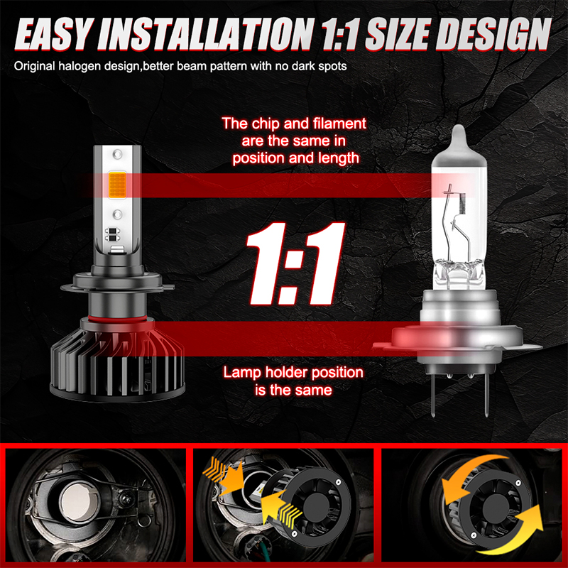 BULLVISION ไฟหน้า LED H4 H7 H11 HB3 HB4 9005 9006 Super Bright 10000LM ...