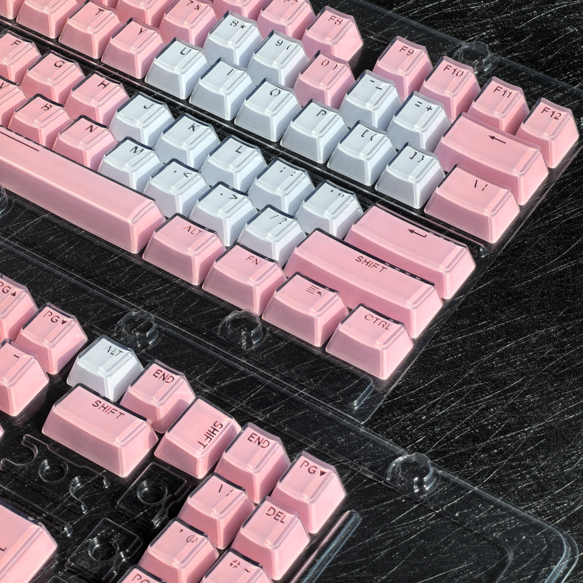 สีชมพู Jello Keycap 104/123 คีย์โปรไฟล์ OEM PC Double Shot Light ...