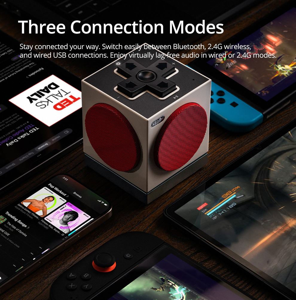 8BitDo Retro Cube 2 ลําโพงบลูทูธไร้สายพร้อมแท่นชาร์จเสียงสเตอริโอที่ ...