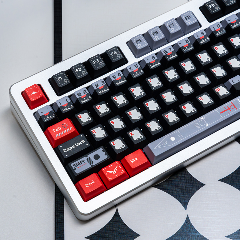 Black Armor Bridge Dye Sub PBT Keycap Set 130 คีย์ Cherry Profile ...