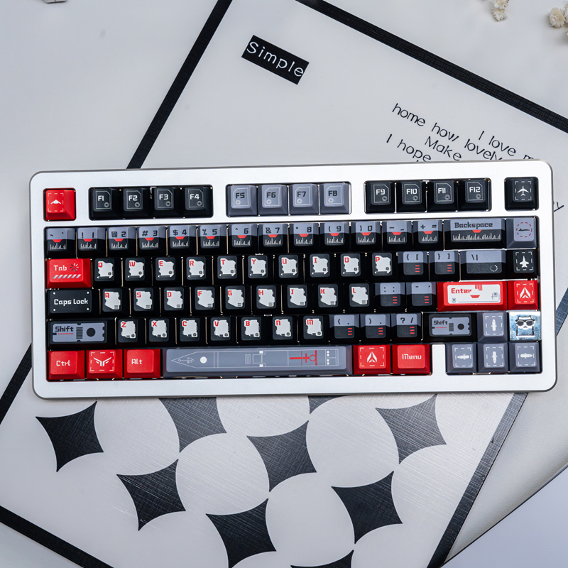 Black Armor Bridge Dye Sub PBT Keycap Set 130 คีย์ Cherry Profile ...