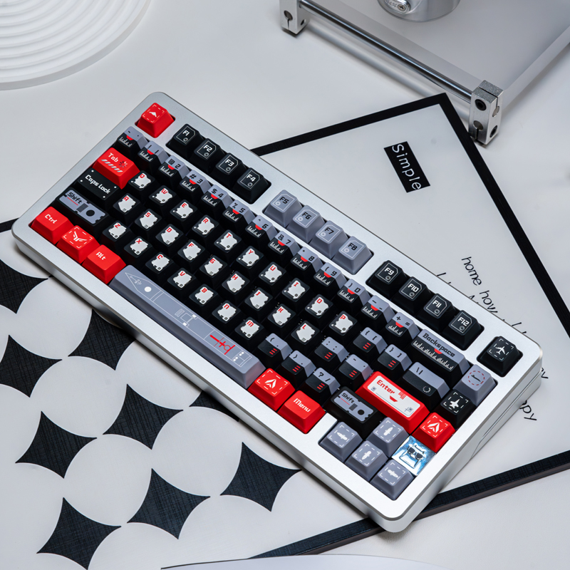 Black Armor Bridge Dye Sub PBT Keycap Set 130 คีย์ Cherry Profile ...