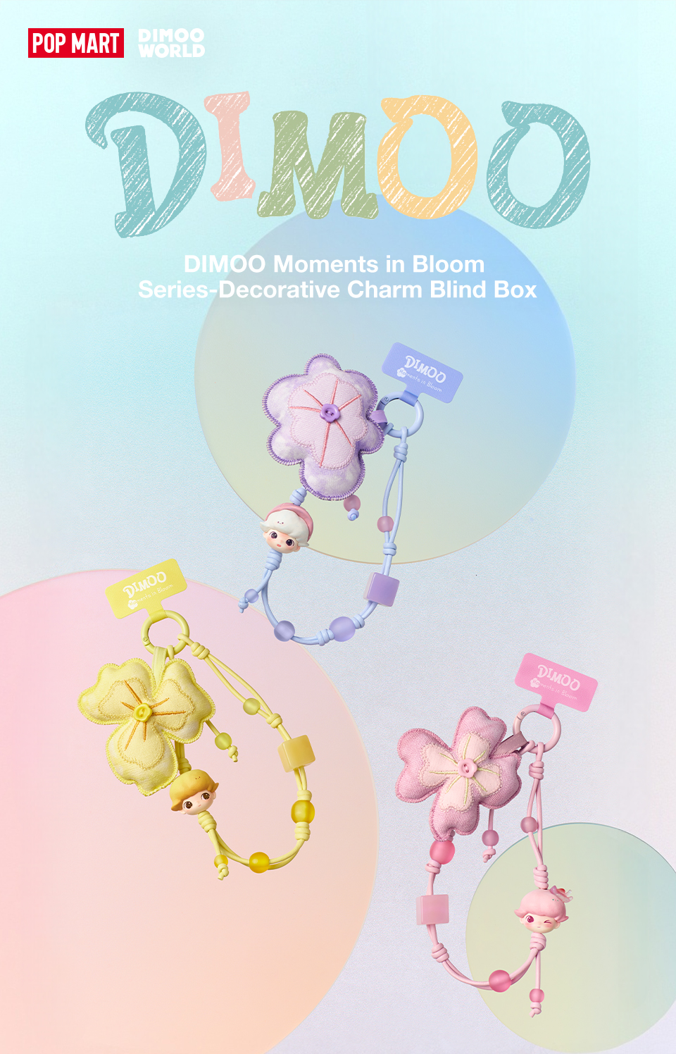 POP MART DIMOO Moments in Bloom Series-Decorative Charm Blind Box ...