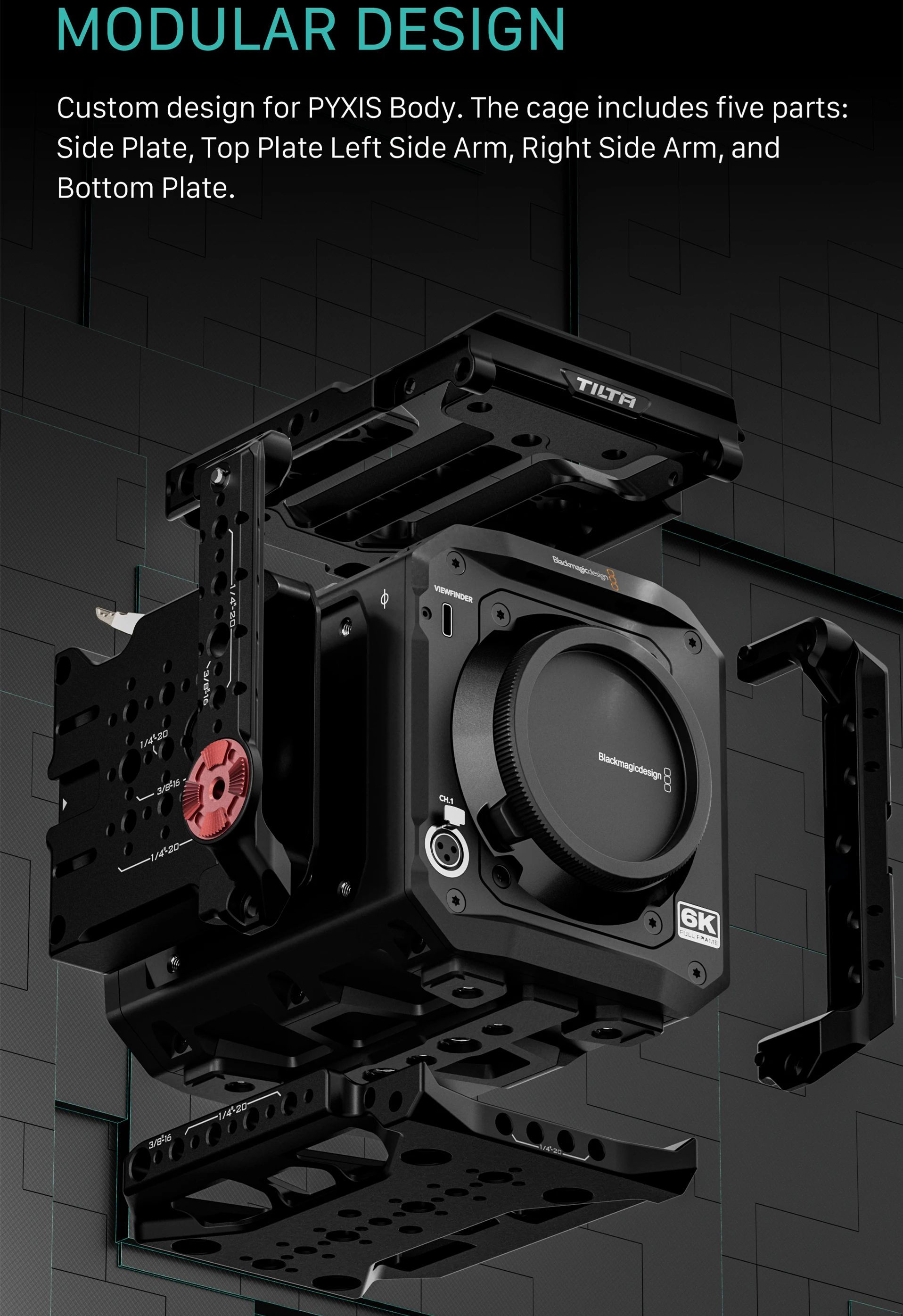 TILTA BLACKMAGIC PYXIS 6K กรงกล้องเต็ม อุปกรณ์เสริมขยายกล้องแผงด้านข้า ...