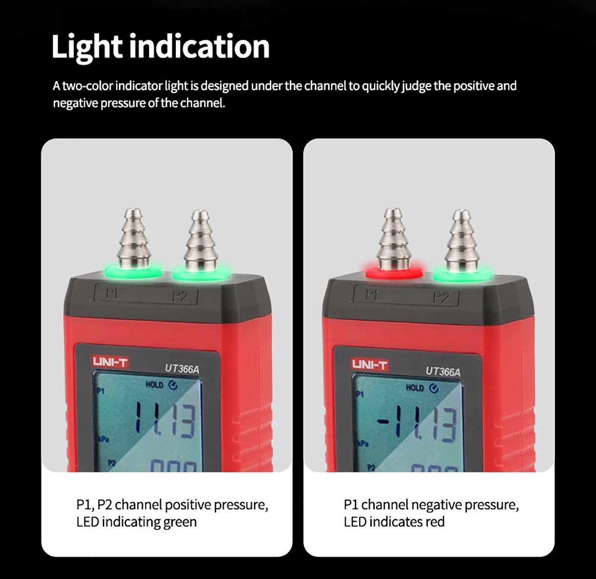 UNI-T Digital Manometer UT366A Air Pressure Gauge Handheld Pressure ...