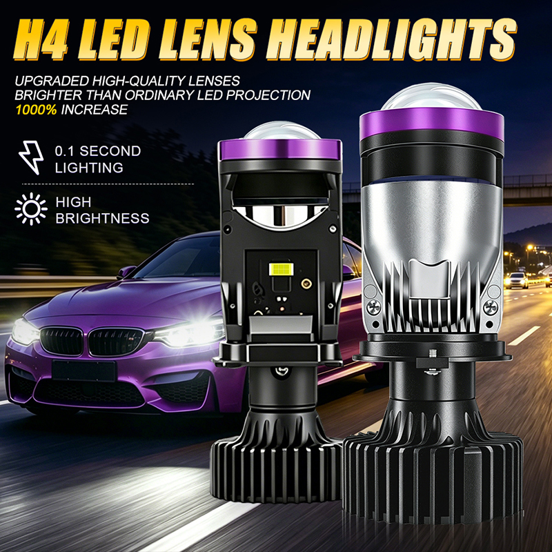 BULLVISION 2PCS Y30 โปรเจคเตอร์ H4 เลนส์หลอดไฟ LED MINI ไฟหน้ารถหลอดไฟ ...