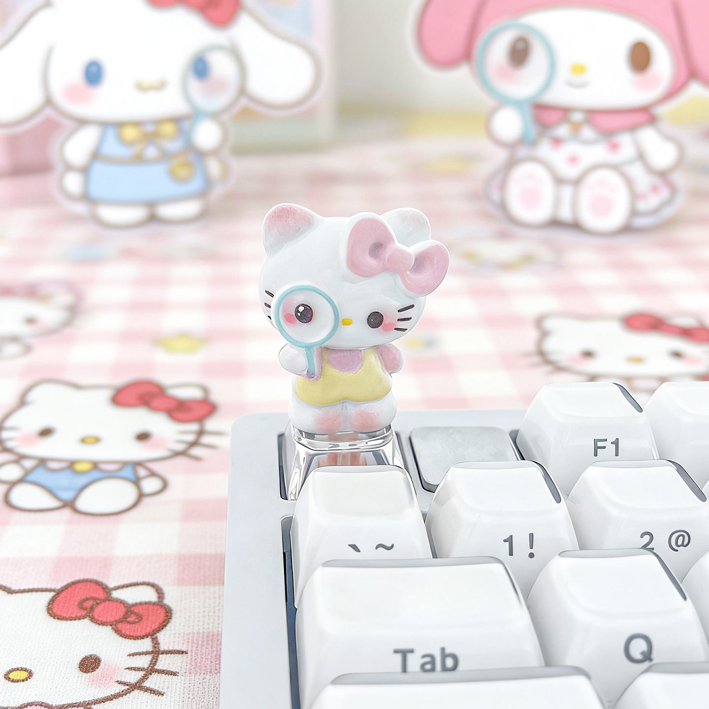 Hello Kitty 3D Glass Keycap Artisan DIY รองรับ MX คีย์บอร์ดกลไก ของขวัญ ...