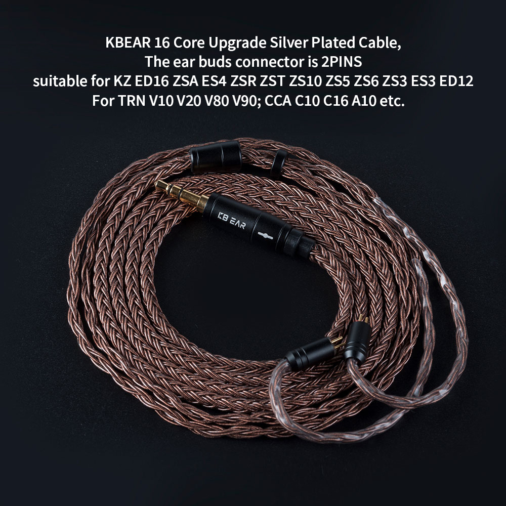KBEAR 4841 หูฟังอัพเกรด 16 Core IEM Cable HiFi หูฟังเปลี่ยน TRS ทองแดง ...