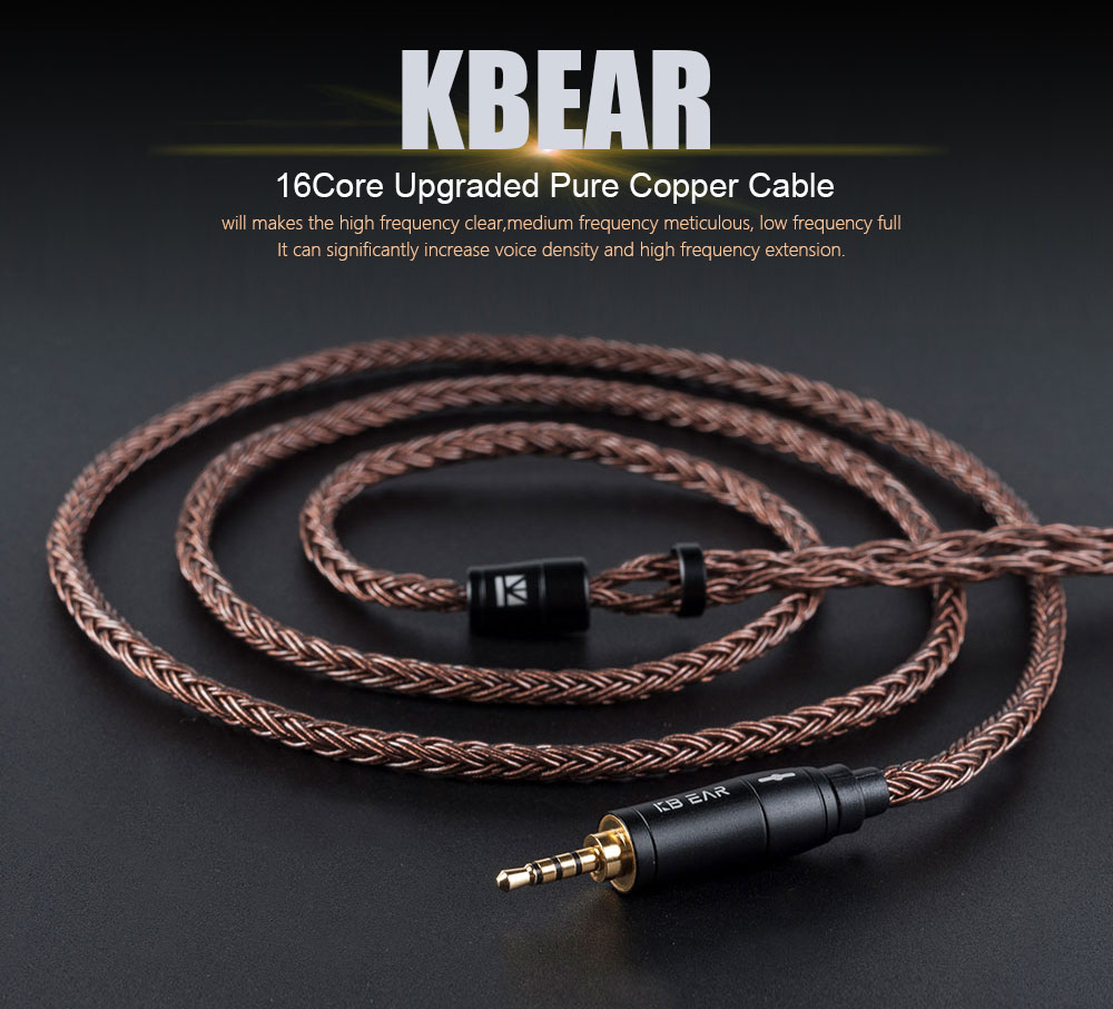 KBEAR 4841 หูฟังอัพเกรด 16 Core IEM Cable HiFi หูฟังเปลี่ยน TRS ทองแดง ...