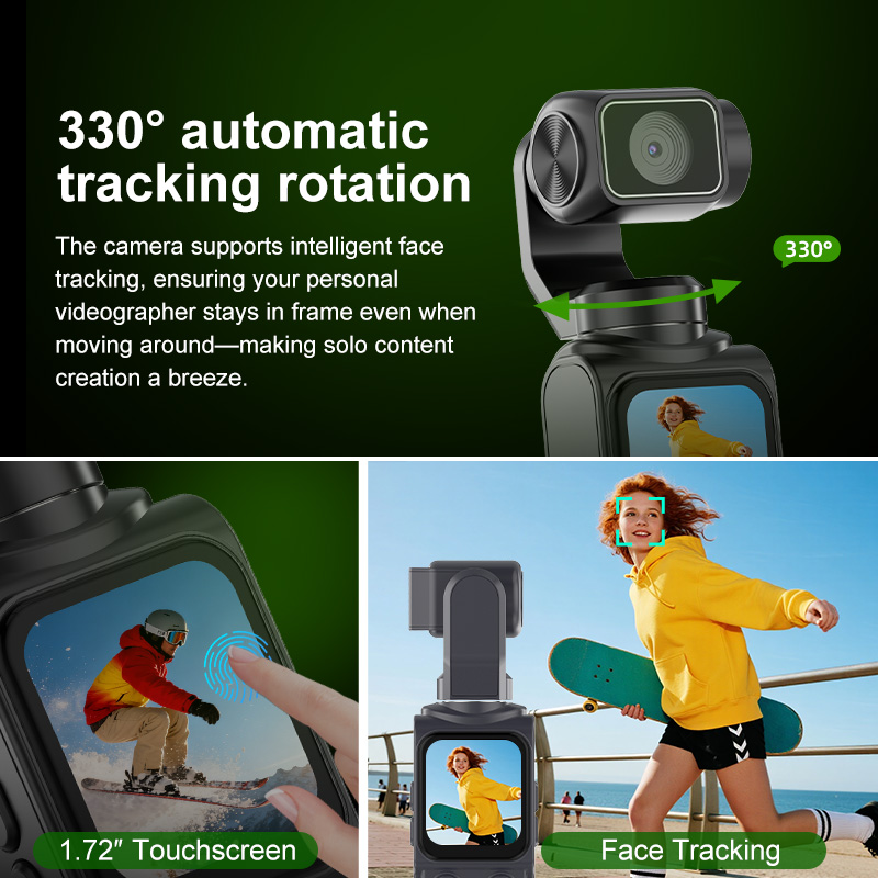MODOFO Pocket Camera Vlog Camera 4K WiFi Action Camera AI Face Tracking ...
