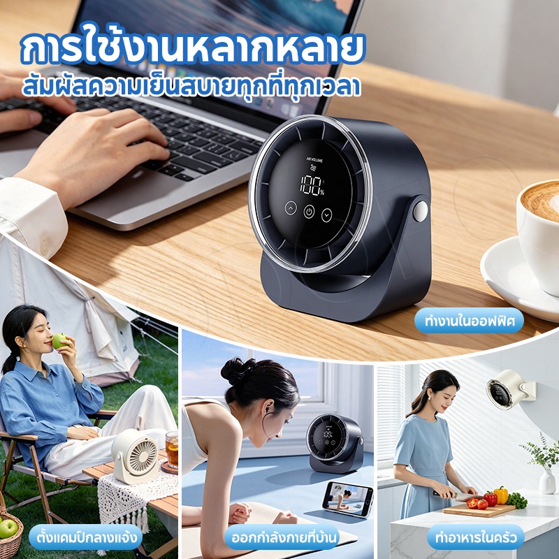 MODOFO พัดลมไร้เสียงความเร็วสูง 2in1 ติดผนังและตั้งโต๊ะ จอแสดงผล Led ...